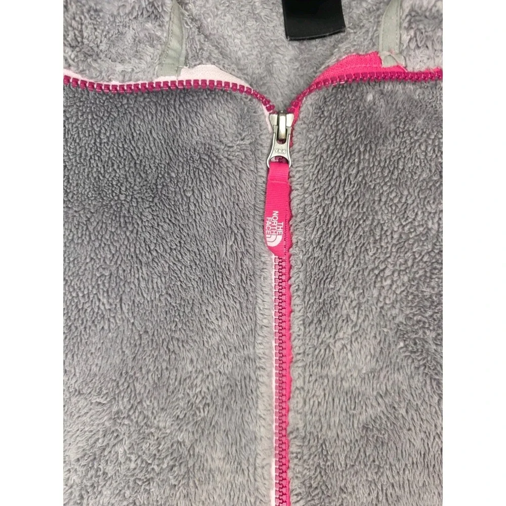 The North Face Girls XL 18 Gray Fleece Jacket Full Zip Pink Trim Youth